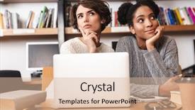  Presentation with german shepherd two young puppys - Presentation theme featuring book romans - two cheerful young girls students background and a  colored foreground