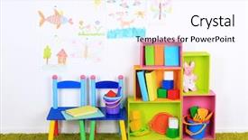  Presentation with classroom - Slides with book shelf - interior of classroom at school background and a pink colored foreground