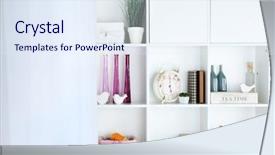  Presentation with room interior design - Theme featuring book shelf - modern design interior of room background and a sky blue colored foreground