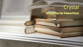  Presentation with piles - Amazing slide set having book-shelf-with-books backdrop and a tawny brown colored foreground