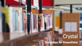  Presentation with library - Cool new theme with book shelves with books backdrop and a tawny brown colored foreground
