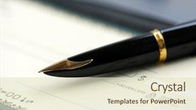  Presentation with fountain pen - Amazing slide deck having book signing - gold fountain pen and cheque backdrop and a soft green colored foreground