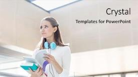  Presentation with railing - Audience pleasing theme consisting of book standing by railing backdrop and a  colored foreground