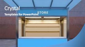  Presentation with city street - Beautiful presentation featuring trade show - empty news stall on street backdrop and a teal colored foreground