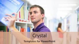  Presentation with college - Cool new slides with education choosing - handsome young college student backdrop and a coral colored foreground