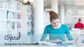  Presentation with college - PPT layouts featuring pretty young college student background and a light blue colored foreground