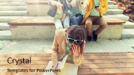  Presentation with school bullying - Colorful presentation theme enhanced with book suffering of classmates mockery backdrop and a coral colored foreground