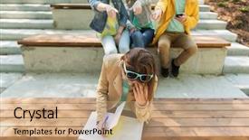  Presentation with school bullying - Presentation theme consisting of book suffering of classmates mockery background and a coral colored foreground