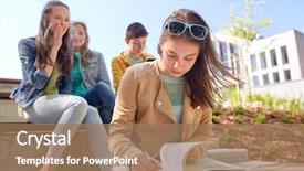  Presentation with school bullying - Slide deck with book suffering of classmates mockery background and a coral colored foreground