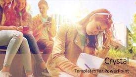  Presentation with school bullying - Colorful presentation design enhanced with book suffering of classmates mockery backdrop and a coral colored foreground