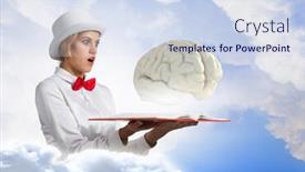  Presentation with imagination - PPT theme consisting of book that blow up your imagination background and a sky blue colored foreground