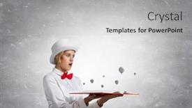  Presentation with imagination - PPT theme consisting of book that blow up your imagination background and a light gray colored foreground