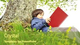  Presentation with child tree - Theme featuring book under the tree background and a tawny brown colored foreground