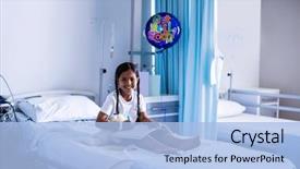  Presentation with hospital bed - PPT layouts enhanced with book while sitting on hospital background and a light blue colored foreground
