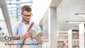  Presentation with railing - Beautiful presentation featuring book while standing by railing backdrop and a soft green colored foreground