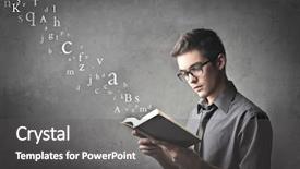  Presentation with alphabet - Slides having book with alphabet letters background and a dark gray colored foreground