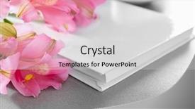  Presentation with white flowers - Amazing presentation theme having book with blank white cover backdrop and a  colored foreground