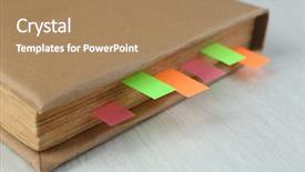  Presentation with blank note book and wooden - Presentation consisting of book with bookmarks on wooden background and a coral colored foreground