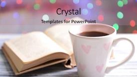  Presentation with coffee book - Beautiful slide set featuring book with cup of coffee backdrop and a coral colored foreground