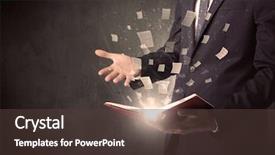  Presentation with study - Amazing PPT layouts having man holding a book backdrop and a tawny brown colored foreground