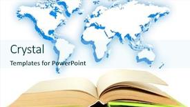  Presentation with earth - Cool new slides with book with earth sketch isolated backdrop and a cool aqua colored foreground