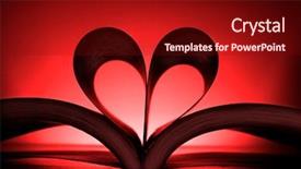  Presentation with book love heart - Slide set featuring book with heart shaped pages showing a love of reading background and a wine colored foreground