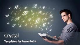  Presentation with hindu holy book - Presentation theme enhanced with book with shiny letters flying background and a  colored foreground