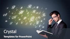  Presentation with storybook pop up book - Beautiful theme featuring book with shiny letters flying backdrop and a ocean colored foreground