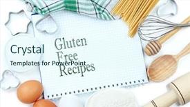  Presentation with baking tools - Presentation featuring book with text gluten free background and a sky blue colored foreground