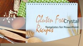  Presentation with baking tools - Beautiful slide set featuring book with text gluten free backdrop and a sky blue colored foreground