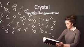  Presentation with book appointment - Slide set consisting of book with white alphabet flying background and a  colored foreground