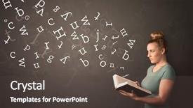  Presentation with storybook pop up book - Theme consisting of book with white alphabet flying background and a  colored foreground