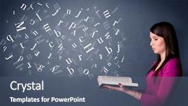  Presentation with chapter book - Audience pleasing presentation theme consisting of book with white letters flying backdrop and a ocean colored foreground