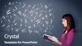  Presentation with white letters - Slides having book with white letters flying background and a ocean colored foreground