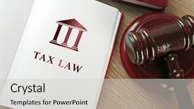  Presentation with open book - Cool new presentation design with book with words tax law backdrop and a light gray colored foreground