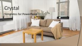  Presentation with living room - Colorful slide deck enhanced with tidy living room with cushion backdrop and a lemonade colored foreground