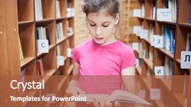  Presentation with teenage girl - Amazing theme having bookcases in library and read backdrop and a  colored foreground