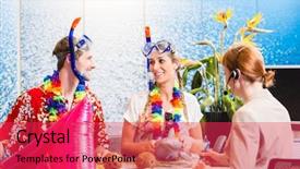  Presentation with travel agency - Cool new PPT theme with booking beach holiday in travel backdrop and a red colored foreground