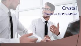  Presentation with economy of enterprises - Slide set having bookkeeper making calculation finance background and a sky blue colored foreground