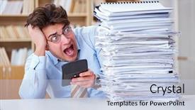  Presentation with accountant - Theme with bookkeeping - funny accountant bookkeeper working background and a  colored foreground