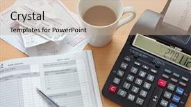  Presentation with bookkeeping - Slides having bookkeeping photo of a sales background and a coral colored foreground