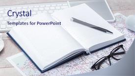  Presentation with diary aesthetic blue - Slides featuring bookmark - diary notepad with accessories background and a sky blue colored foreground