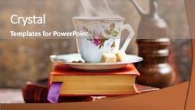  Presentation with rainy day - Cool new slide set with bookmark - steaming coffee cup backdrop and a coral colored foreground