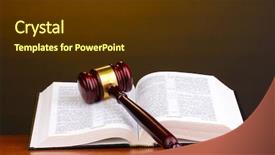  Presentation with open book - Slide deck having law books - judge's gavel and open book background and a tawny brown colored foreground