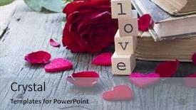  Presentation with books - Presentation design having books about love old books background and a light blue colored foreground