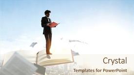  Presentation with reading - Presentation featuring books accounts - young man reading a book background and a cream colored foreground