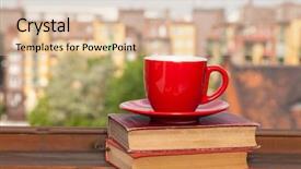  Presentation with coffee book - Colorful slide set enhanced with books and a coffee cup backdrop and a lemonade colored foreground