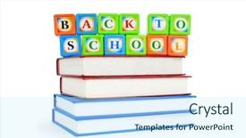  Presentation with colour blocking building blocks - Cool new presentation theme with books and alphabet blocks isolated backdrop and a cool aqua colored foreground