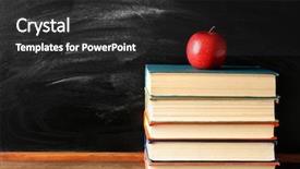  Presentation with blackboard - Beautiful PPT theme featuring nutrition college - books and apple on blackboard backdrop and a dark gray colored foreground