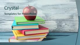  Presentation with study - Beautiful slides featuring books and apple on wooden backdrop and a sky blue colored foreground